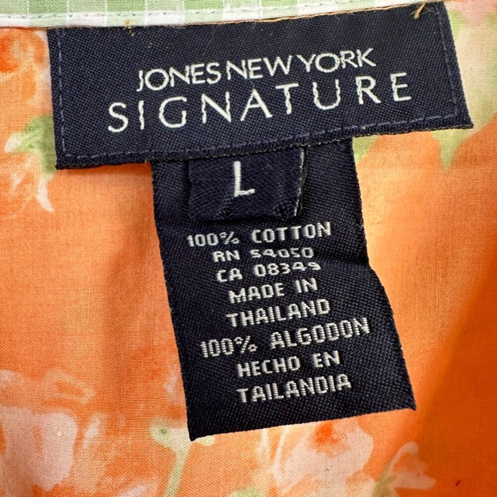 Jones New York Signature Shirt Floral Button Front 3/4 Sleeves Orange Womens L - Picture 6 of 10